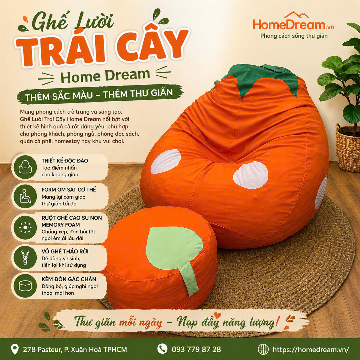 Ghế lười trái cây Home Dream