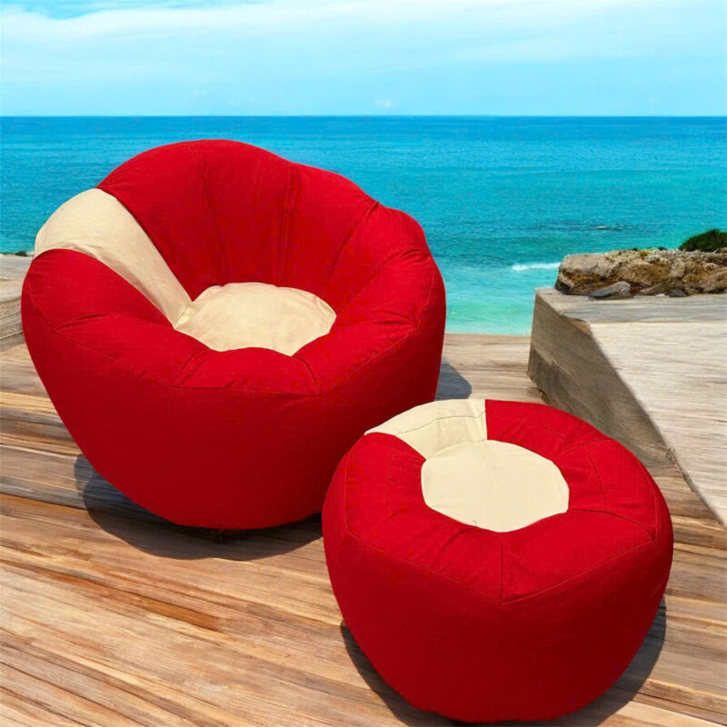 Ghế lười hoa cúc canvas cotton Phối màu đỏ