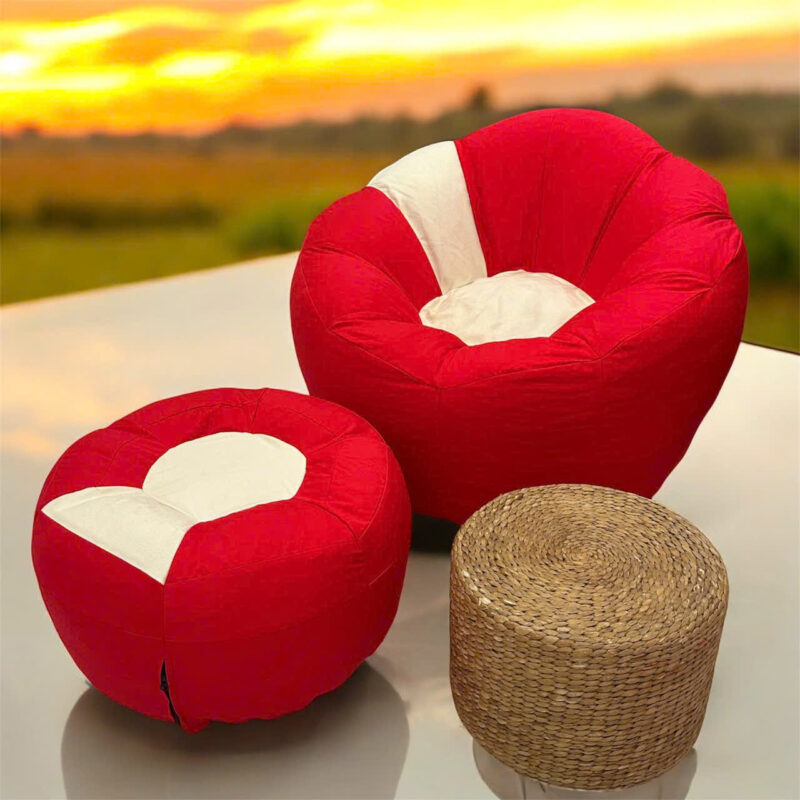 Ghế lười hoa cúc canvas cotton Phối màu đỏ