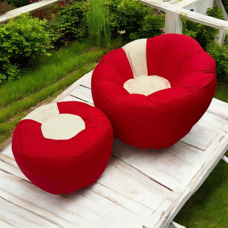 Ghế lười hoa cúc canvas cotton Phối màu đỏ