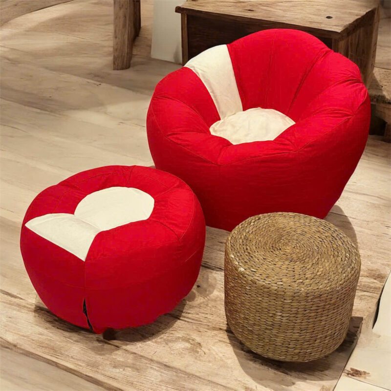 Ghế lười hoa cúc canvas cotton Phối màu đỏ