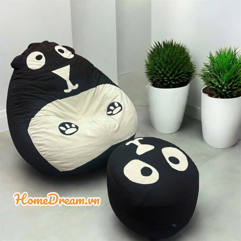 Bộ Ghế Lười Gấu Panda Đen 