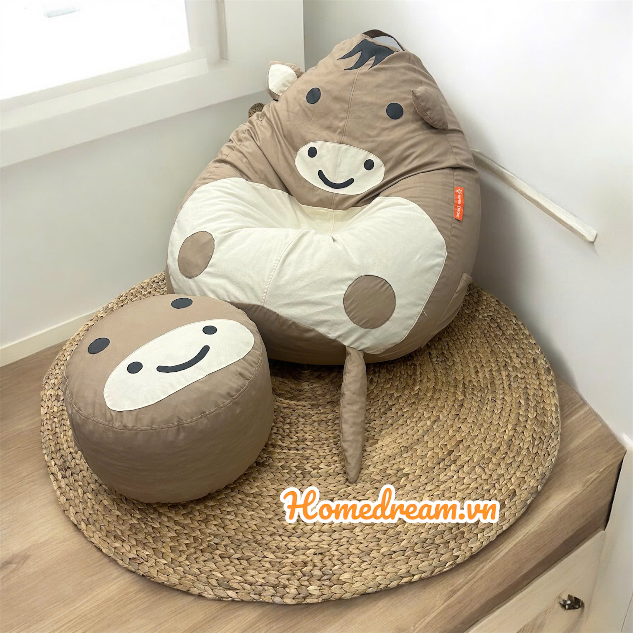 Bộ Ghế Lười Bò Sữa Nâu