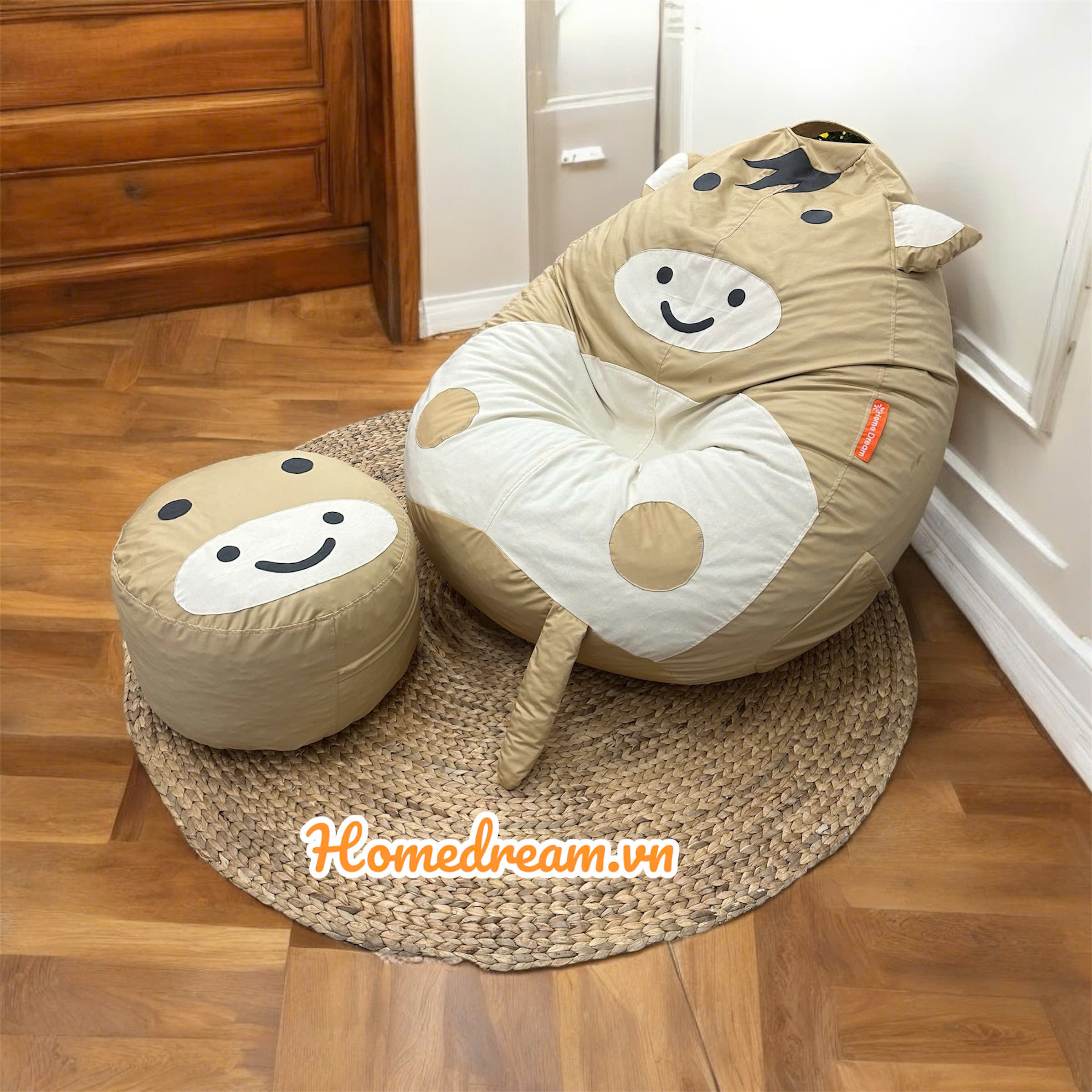 Bộ Ghế Lười Bò Sữa Nâu