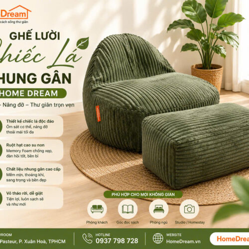 Bộ ghế lười chiếc lá nhung gân